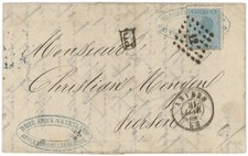 Belgium 1868 ELS w/20c Solo, "12" Cancel, ANVERS cds, "VERVIERS COELN" Train TPO