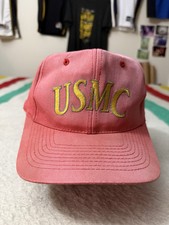 Vintage 90s USMC United States Marine Corps Sun Faded SnapBack Red Pink Fade