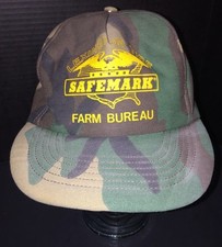 Vintage SAFEMARK Farm Bureau Lexington Tire Hat Cap Camo Snapback Made in USA