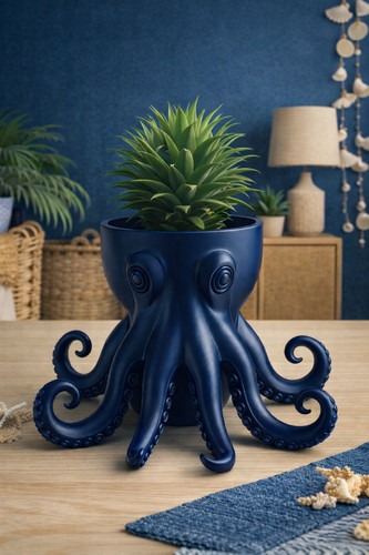 Vase kraken octopus - , bleu