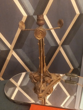 Wrought iron lamp base decor flowers leaves Art Nouveau deco Muller Degué