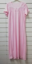 DAMART LADIES PINK LONG JERSEY COTTON EMBROIDERY YOKE NIGHTDRESS UK SIZE 8
