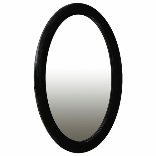 Miroir ovale laqué - , noir