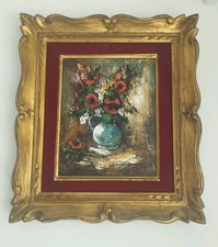 GORGEOUS PAINTING OIL ON CANVAS BOUQUET OF FLOWERS SIGNED 