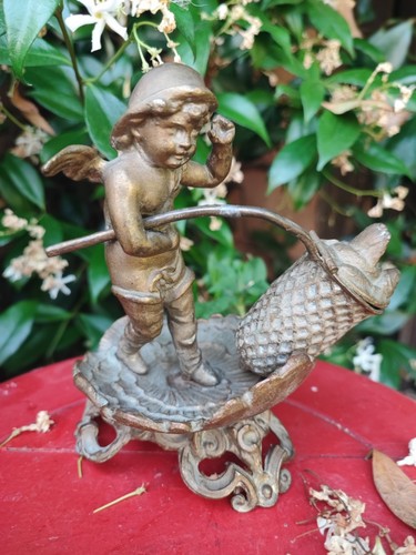 Encrier ancien xixe bronze - ancien,