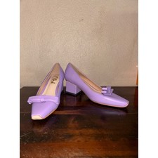 FSJ Block 2” Closed Flat Toe Bow Top Square Chunky Heel