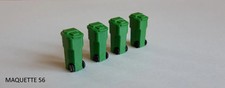 1/43 4 conteneurs verts à déchets poubelles de rue à roues cours décor diorama