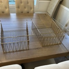2 IKEA KALLAX Wire Basket Brass Color Wire Storage Organizer 12” By 15” By 6.5”
