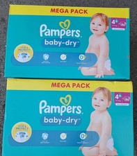 Lot 2 cartons 86 couches Pampers Baby-Dry Taille 4+ pour 10-15kg = 172 couches
