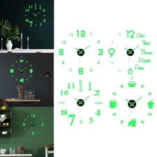 Horloge murale lumineuse autocollants bricolage à piles brillant silencieux