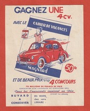 BUVARD - CAHIER DE VACANCES MAGNARD - CONCOURS GAGNEZ UNE 4 CV RENAULT - 1954