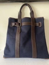 HERMES TOILE CEINTURE GM PETITE LARGE TOTE CANVAS LEATHER TRIM BAG