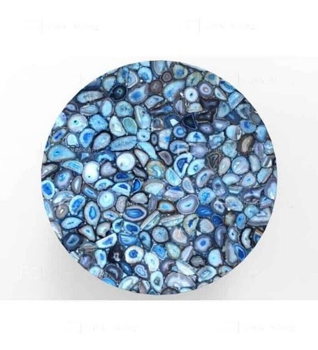 Table ronde agate bleue - table,
