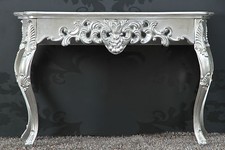 Console Table de Mur Argent Finition Antique Somptueux Buffet Baroque Rococo