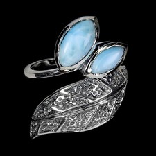 925 Argent Sterling Bague Marquise Larimar Marcassite Gemmes Naturelles Taille 6