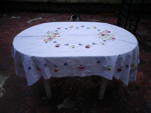 Nappe coton brodée - en,