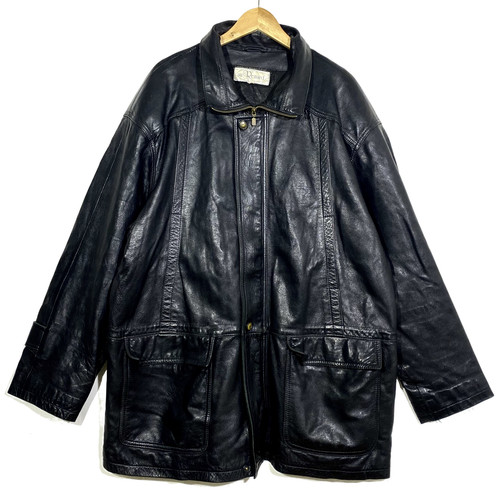Veste cuir noir vintage - cuir,