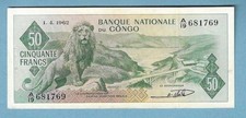 Congo , ex Congo Belge, 50 Francs , 1962 , neuf, UNC.