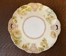 Antique HERMANN OHME SILESIA OLD IVORY CAKE PLATE POPPIES CLAIRON 16 Mint