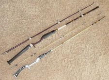 2 Vintage Casting Rods - J.C. HIGGINS MARBELIZED HANDLE - GARCIA THREE STAR