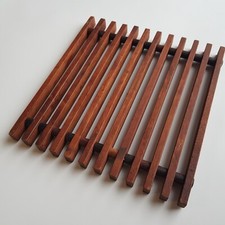 Vintage Danish Teak wooden trivet lattice tray wood 20cm Denmark Mid Century MCM