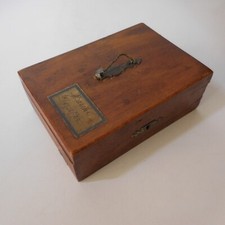 Boite coffret bois mortaise bijouterie métal laiton vintage 1950 marron N8776