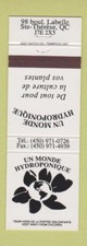 Matchbook Cover - Un Monde Hydroponique Ste Therese QC