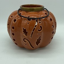 Living Colors Candles Orange Pumpkin Tealight Votive Holder EUC Fall Decor