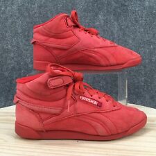 Reebok Shoes Womens 5.5 Freestyle Hi Top Sneakers Lace Up Comfort Red Leather