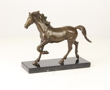Signed Bronze Horse Sculpture on a Black Marble Base
