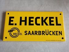 enamelled plate: e.heckel - saarbrucken - old - Germany -