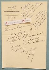 ● L.A.S 1933 Emile Fabre Comédie Française born in Metz Jean Marin Rome letter