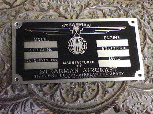 Plaque signalétique stearman - plaque,