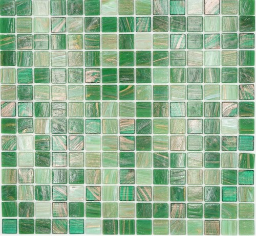 Mosaïque verre vert cuivre - mosaïque, en