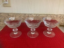 3 Val Saint Lambert STATE PLAIN Champagne Sherbet Crystal Glass 4"x4"-Heavy