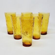 6 orangeade glasses soda long drink in crumpled glass amber color