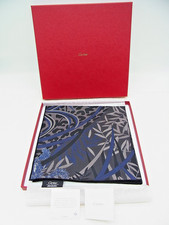 Authentique foulard Cartier soie 100% bleu panthère cadeau VIP 42 x 42 cm...