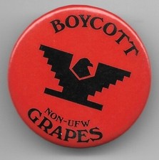 Boycott Grapes United Farm Workers Labor Union Cause Pin