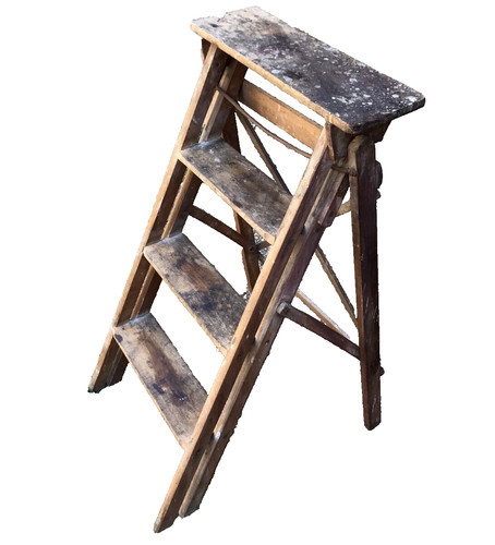 Ancien escabeau bois pliant - ancien,