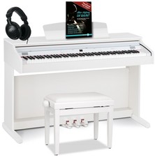 Clavier Numerique Piano Digital 88 Touches 14 Sons Midi Banc Casques Blanc Mat