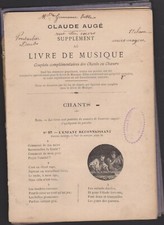 ANCIEN CARNET SUPPLEMENT AU LIVRE DE MUSIQUE CLAUDE AUGE- ILLUSTRE NOIR & BLANC
