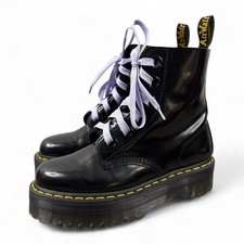 Doc Dr Martens Molly Black Patent Leather Platform Chunky Combat Boots 8