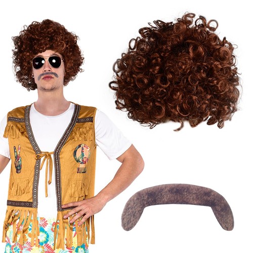 Hippie afro perruque ensemble - hippie,