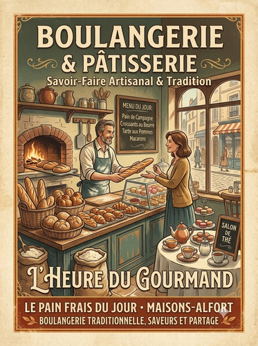 Affiche vintage boulangerie - boulangerie, et