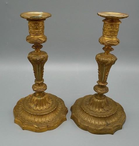 Paire flambeaux bronze - de,