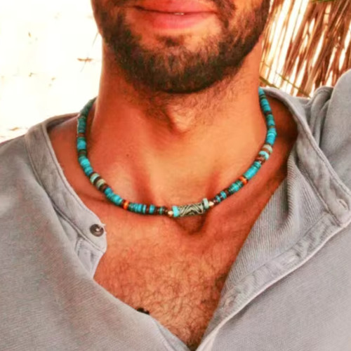 Collier perles howlite - collier,