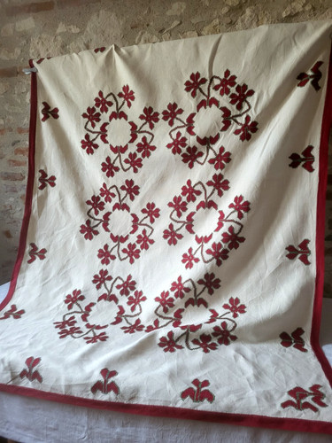 N15 nappe lin brodée main - n15/,