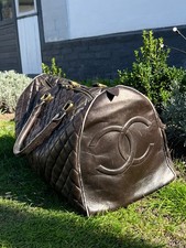 Chanel vintage luxury burgundy brown leather Sac 24h Travel Bag luggage Large