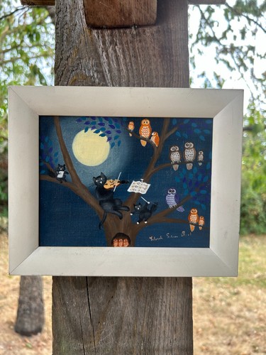 Tableau naïf signé yolande - tableau,