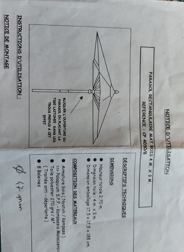 Parasol jardin x4m vert - parasol,